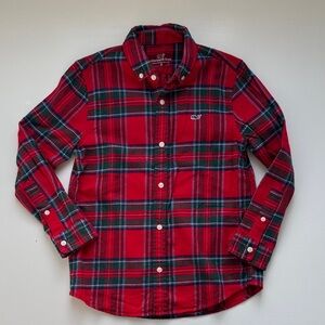 Vineyard Vines Red and Green Plaid Flannel Button Down Shirt